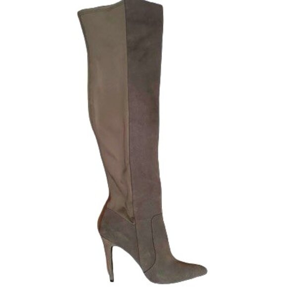 Charles By Charles David Shoes - Charles David Grey Suede Microstretch Over-the-Knee Stiletto Boots - Size 8.5